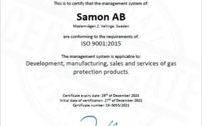 SAMON acquiring ISO9001 certification